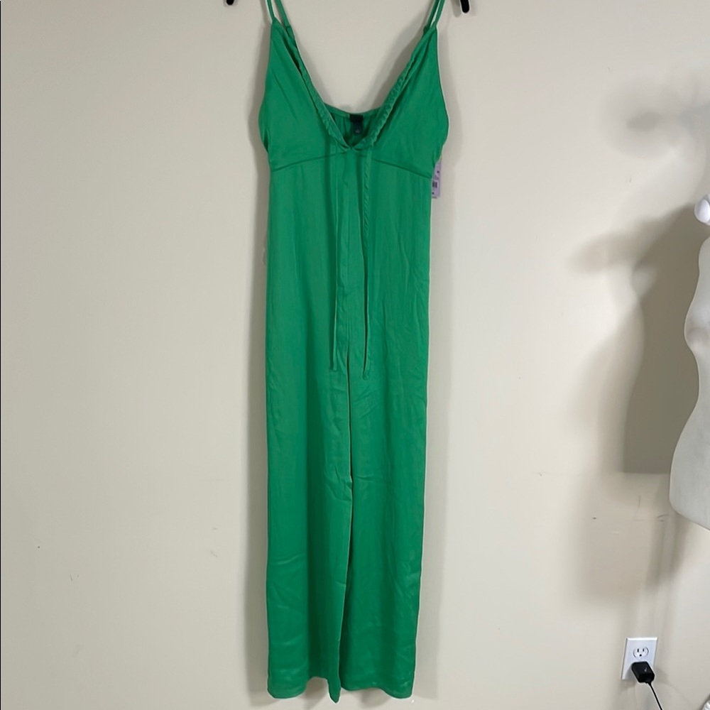 Wild Fable Jade Green Plisse Jumpsuit S NWT MSRP $35 Adjustable Straps@
